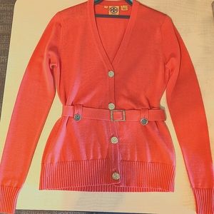 Tory Burch Belted Cardigan- Orange